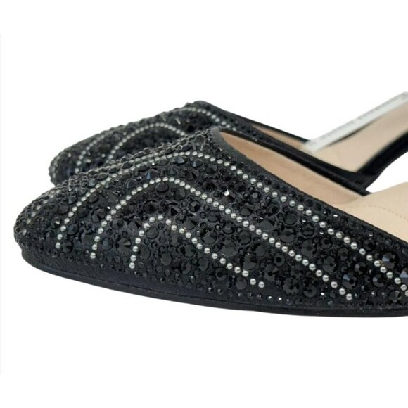 DE BLOSSOM / Gloria-10 / Womens Black Rhinestone Heeled Ankle Strap Sandals / Me - Picture 6 of 9